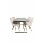 Estelle Dining Table 200*90*H76 - Grey / Brass, Velvet Deluxe Dining Chair - Beige / Brass_6