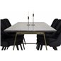 Estelle Dining Table 200*90*H76 - Grey / Brass, Velvet Deluxe Dining Chair - Black / Black_6