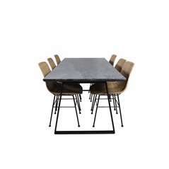 Estelle Dining Table 200*90*H76 - Black / Black, Bali dining chair - Nature / Black_6