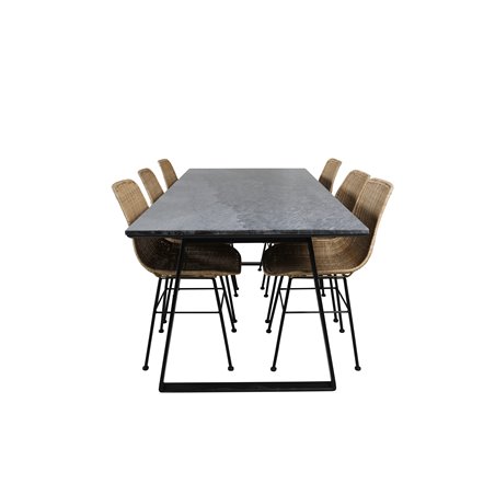 Estelle Dining Table 200*90*H76 - Black / Black, Bali dining chair - Nature / Black_6