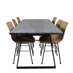 Estelle Dining Table 200*90*H76 - Black / Black, Bali dining chair - Nature / Black_6