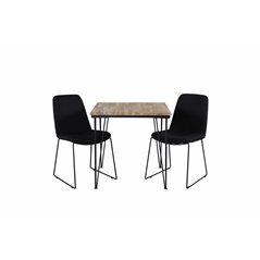 Bali Dining Table  - 80*80cm - Nature / Black, Muce  Dining Chair - Black Legs - Black Fabric_2