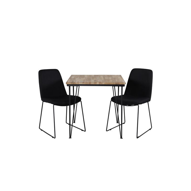Bali Dining Table - 80*80cm - Nature / Black, Muce Dining Chair - Black Legs - Black Fabric_2