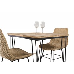 Bali Dining Table  - 80*80cm - Nature / Black, Bali dining chair - Nature / Black_2