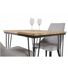 Bali Dining Table - 80*80cm - Nature / Black, Leone Dining Chair - Grey / Black_2