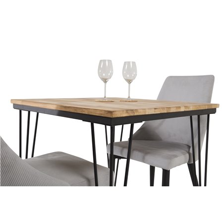 Bali Dining Table - 80*80cm - Nature / Black, Leone Dining Chair - Grey / Black_2