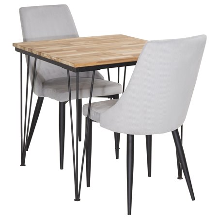 Bali Dining Table - 80*80cm - Nature / Black, Leone Dining Chair - Grey / Black_2