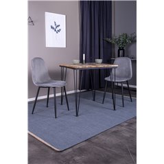 Bali Dining Table - 80*80cm - Nature / Black, Polar Dining Chair - Black legs / Light Grey Velvet (ersätter 19902-885)_2