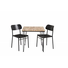 Bali Dining Table - 80*80cm - Nature / Black, Polly Dining Chair - Black / Black_2
