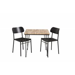 Bali Dining Table  - 80*80cm - Nature / Black, Polly Dining Chair - Black / Black_2