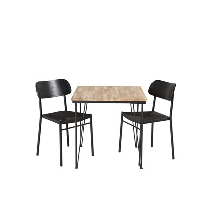 Bali Dining Table - 80*80cm - Nature / Black, Polly Dining Chair - Black / Black_2