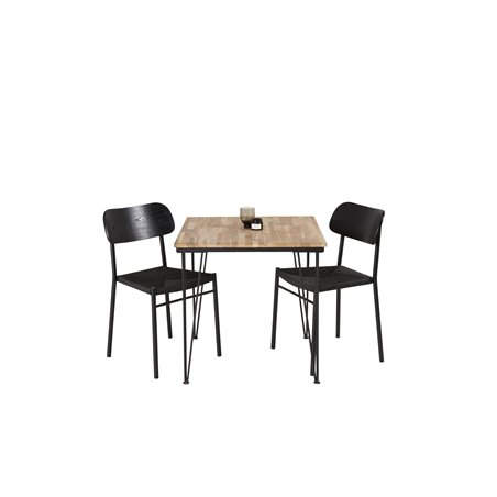 Bali Dining Table - 80*80cm - Nature / Black, Polly Dining Chair - Black / Black_2