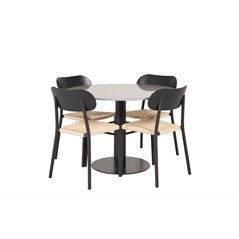 Razzia Dining Table ø106cm - Grey / Black, Polly Dining Chair - Nature / Black_4