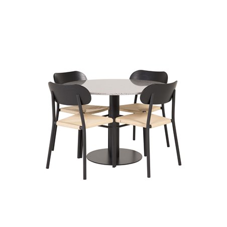 Razzia Dining Table ø106cm - Grey / Black, Polly Dining Chair - Nature / Black_4