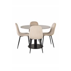 Razzia Dining Table ø106cm - Grey / Black, Polar Dining Chair- Black legs / Beige Velvet (ersätter 19902-880)_4