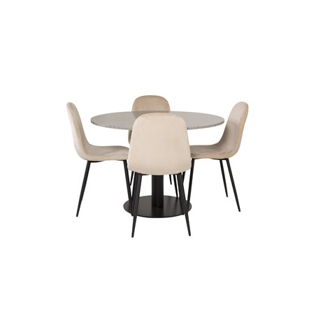 Razzia ruokapöytä ø106cm - harmaa / musta, Polar ruokapöydän tuoli - mustat jalat / beige sametti (korvaa 19902-880) _4