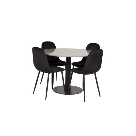 Razzia Dining Table ø106cm - Grey / Black, Polar Dining Chair - Black legs / Black Velvet (ersätter 19902-888)_4