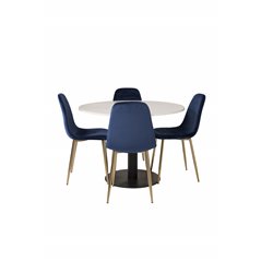 Razzia ruokapöytä ø106cm - valkoinen / musta, Polar ruokapöydän tuoli - Blue / messinki_4