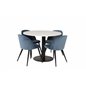 Razzia Dining Table ø106cm - White / Black, Velvet Dining Chair - Blue / Black_4