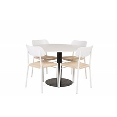 Razzia Dining Table ø106cm - White / Black, Polly Dining Chair - Nature / White_4