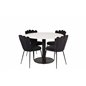 Razzia Dining Table ø106cm - White / Black, Limhamn Light - Chair - Black Velvet_4