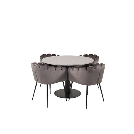 Razzia Dining Table ø106cm - Grey / Black, Limhamn - Chair - Grey Velvet_4