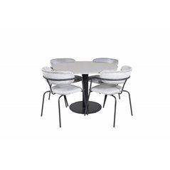 Razzia Dining Table ø106cm - Grey / Black, Arrow armchair - Black Legs - Grey Velvet_4