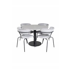 Razzia Dining Table ø106cm - Grey / Black, Arrow armchair - Black Legs - Grey Velvet_4