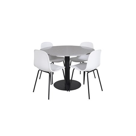 Razzia Dining Table ø106cm - Grey / Black, Arctic Dining Chair - Black Legs - White Plastic_4