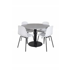 Razzia Dining Table ø106cm - Grey / Black, Arctic Dining Chair - Black Legs - White Plastic_4