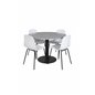 Razzia Dining Table ø106cm - Grey / Black, Arctic Dining Chair - Black Legs - White Plastic_4