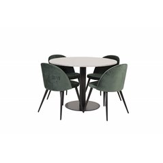 Razzia Dining Table ø106cm - Grey / Black, Velvet Dining Chair - Green / Black_4