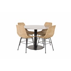 Razzia Dining Table ø106cm - Grey / Black, Bali dining chair - Nature / Black_4