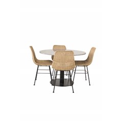 Razzia Dining Table ø106cm - Grey / Black, Bali dining chair - Nature / Black_4