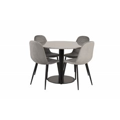 Razzia Dining Table ø106cm - Grey / Black, Polar Dining Chair - Black legs / Light Grey Velvet (ersätter 19902-885)_4