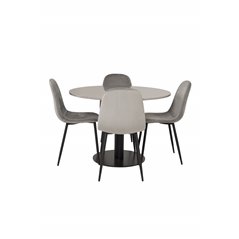 Razzia Dining Table ø106cm - Grey / Black, Polar Dining Chair - Black legs / Light Grey Velvet (ersätter 19902-885)_4