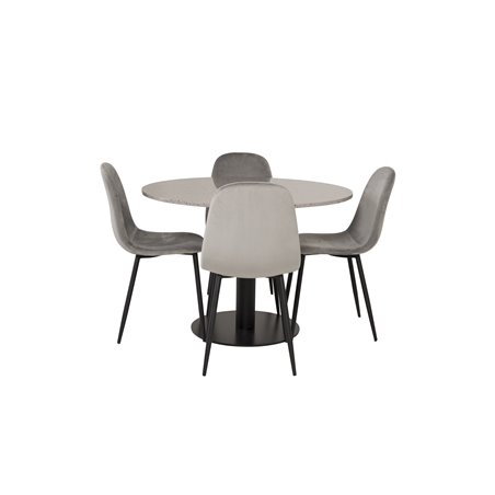 Razzia ruokapöytä ø106cm - harmaa / musta, Polar ruokapöydän tuoli - mustat jalat / vaaleanharmaa sametti (korvaa 19902-885) _4