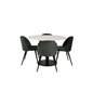 Razzia ruokapöytä ø106cm - valkoinen / musta, sametti ruokapöydän tuoli - vihreä / musta_4