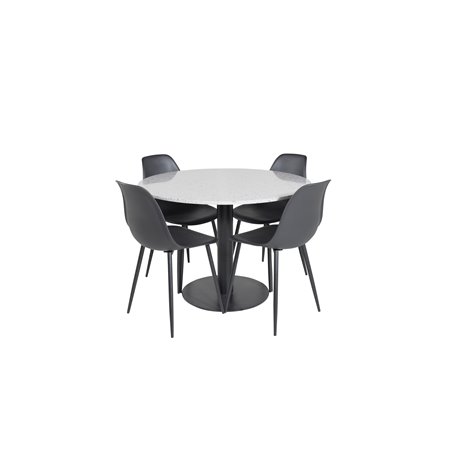 Razzia ruokapöytä ø106cm - harmaa / musta, Polar Plastic ruokapöydän tuoli - mustat jalat / musta Pla Pla