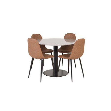 Razzia Dining Table ø106cm - Grey / Black, Polar Dining Chair - Brown / Black _4