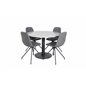 Razzia Dining Table ø106cm - Grey / Black, Polar Dining Chair with Spin function - black Legs - Black PU - Black Stitches_4
