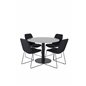 Razzia Dining Table ø106cm - Grey / Black, Muce Dining Chair - Black Legs - Black Fabric_4