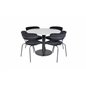 Razzia Dining Table ø106cm - Grey / Black, Arrow armchair - Black Legs - Black Velvet_4