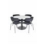 Razzia Dining Table ø106cm - Grey / Black, Arrow armchair - Black Legs - Black Velvet_4