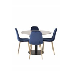 Razzia ruokapöytä ø106cm - harmaa / musta, Polar ruokapöydän tuoli - Blue / messinki_4