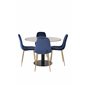 Razzia Dining Table ø106cm - Grey / Black, Polar Dining Chair - Blue / Brass_4