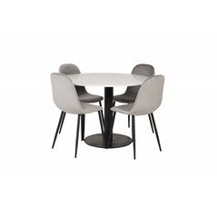 Razzia Dining Table ø106cm - White / Black, Polar Dining Chair - Black legs / Light Grey Velvet (ersätter 19902-885)_4