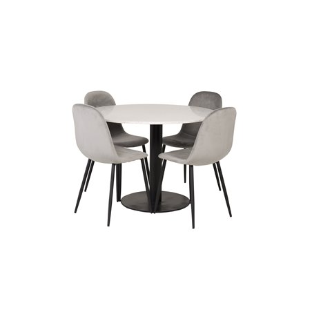 Razzia Dining Table ø106cm - White / Black, Polar Dining Chair - Black legs / Light Grey Velvet (ersätter 19902-885)_4