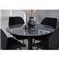 Estelle Round Dining Table ø106 H75 - Black / Black, Gemma Dining Chair - Black Legs - Black Fabric_4