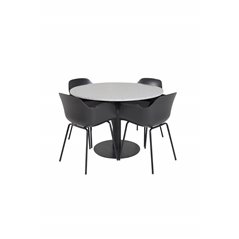 Razzia Dining Table ø106cm - Grey / Black, Comfort Plastic Dining Chair - Black Legs -Black Plastic_4